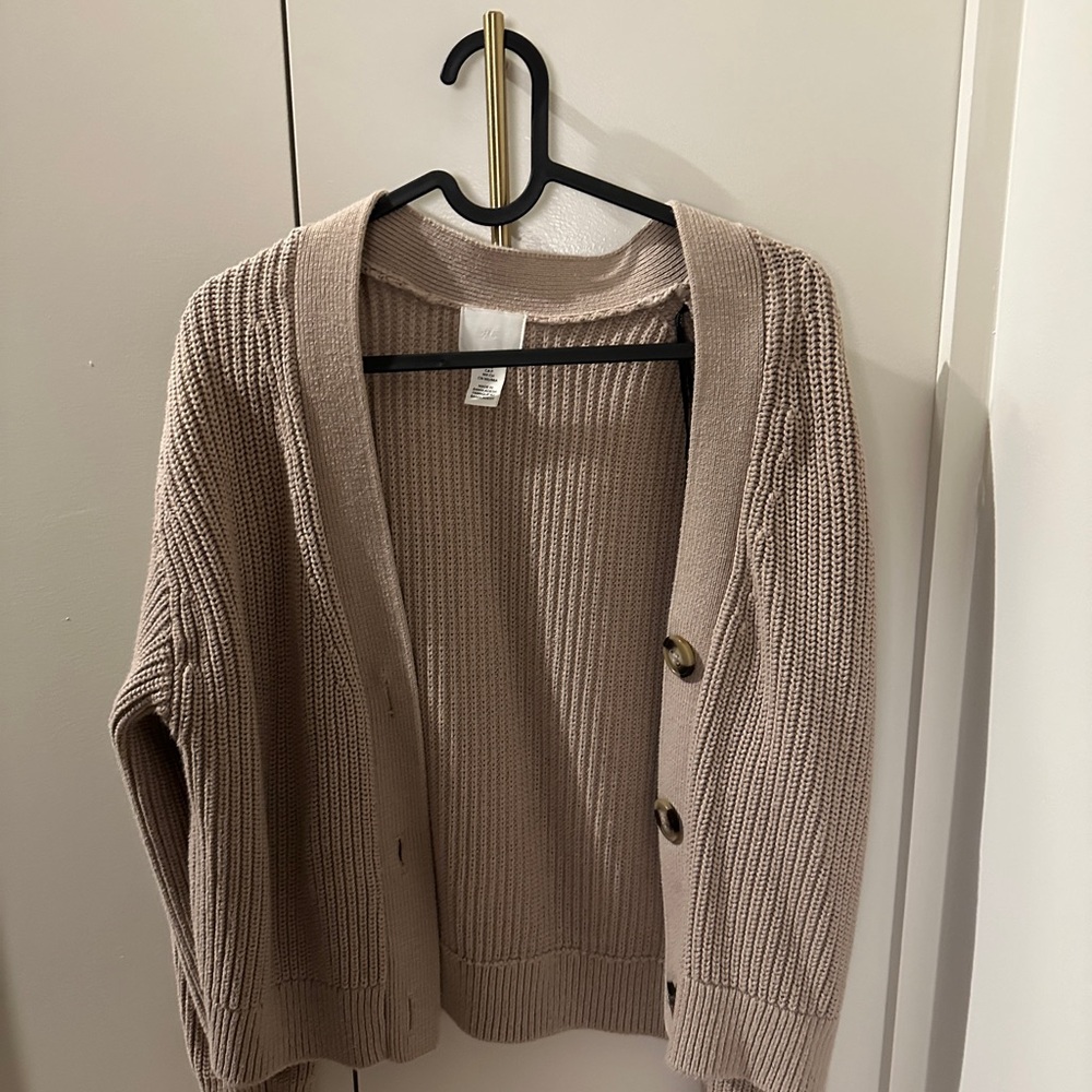 H&M Beige Button-Up Cardigan
